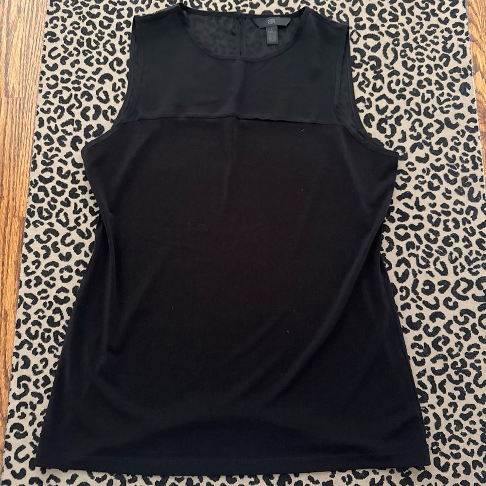 Banana Republic Black Sleeveless Mesh Yoke Tank